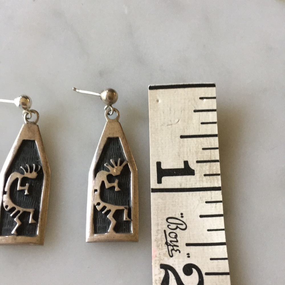 Vintage Hopi Native American Kokopelli Dangle Earrings - Picture 6 of 9